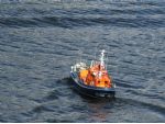 The Clyde class RNLB Charles H Barrett approaching what appears to be a tidal wave!